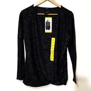 Max & Mia cozy twist front tunic charcoal animal print